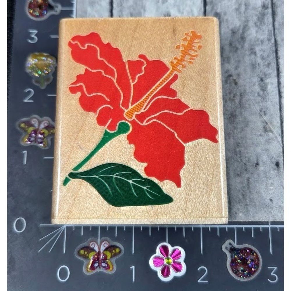 Rubber Stampede Tropical Hibiscus Flower 1996 Rubber Stamp Wood #E70